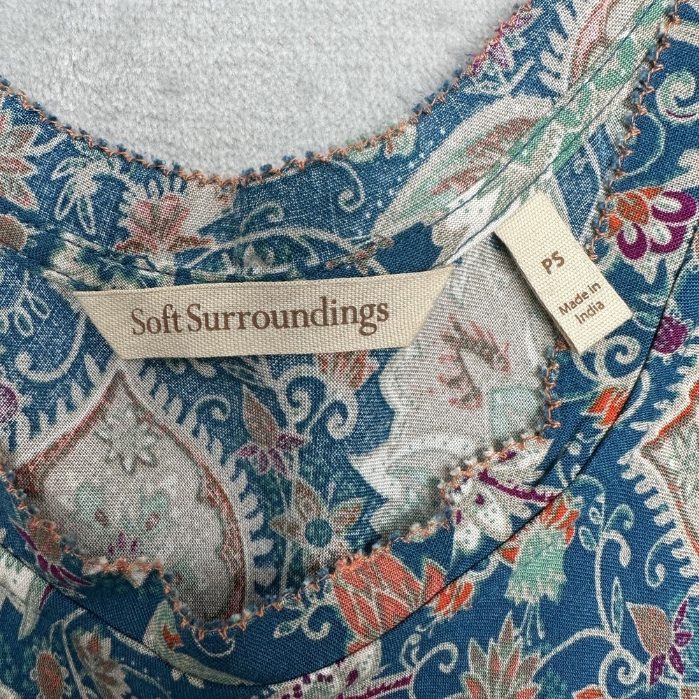 Soft Surroundings Dress Womens PS Blue Paisley Maxi Fit & Flare Boho Viscose - Picture 3 of 9